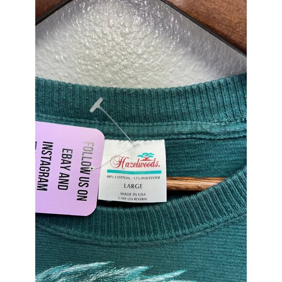 Vintage Bald Eagle Shirt Hazelwoods Green Bird Nature Animal Tee 90s 1990s Large - Picture 8 of 11